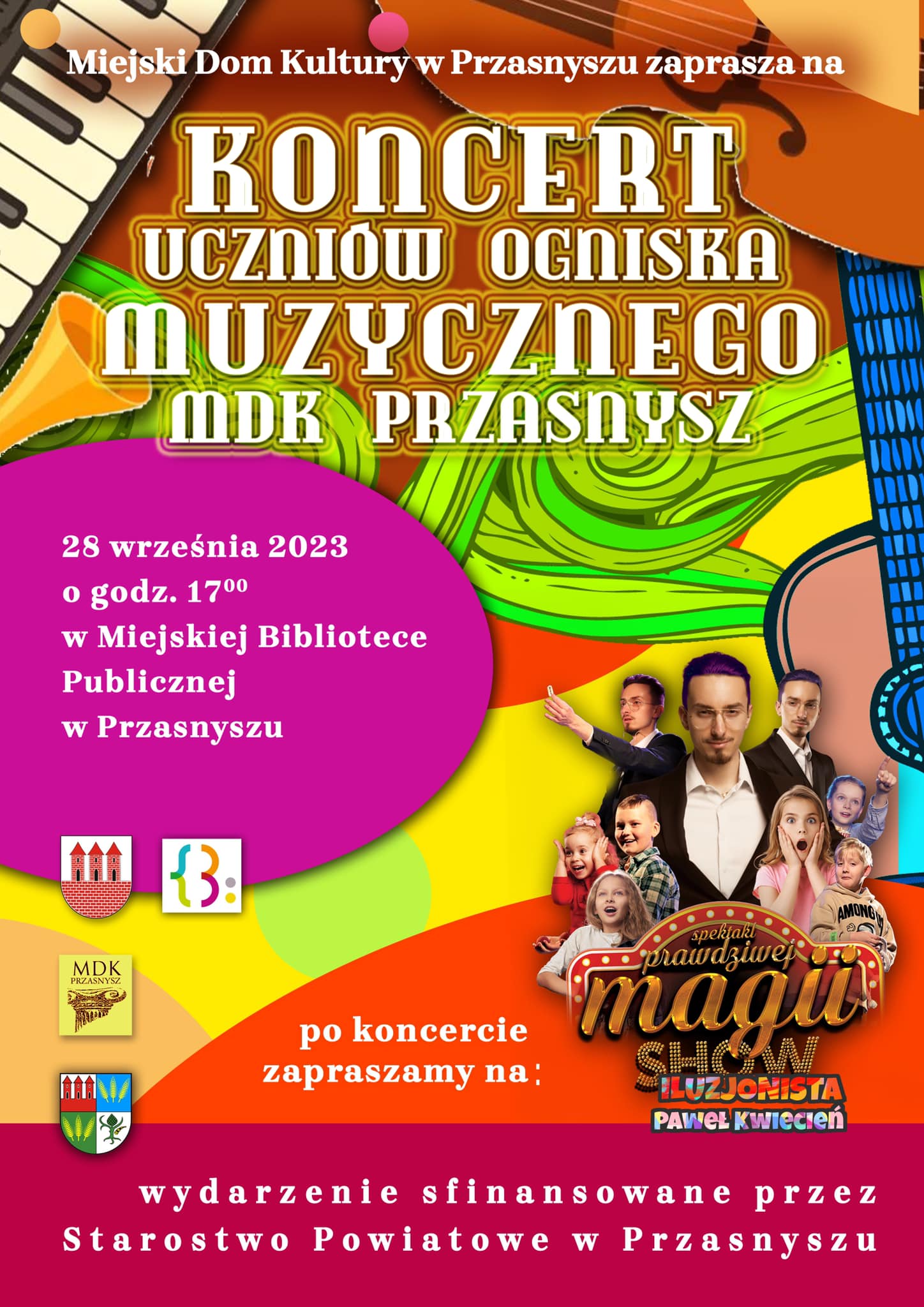 plakat koncert Uczniów Ogniska Muzycznego MDK Przasnysz