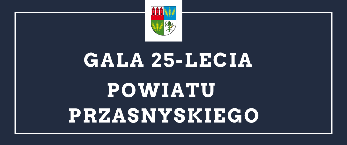 Grafika z  herbem Powiatu Przasnyskiegi i napisem 