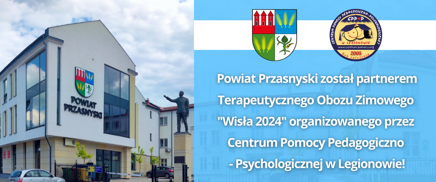 Grafika informuje o nawiązaniu współpracy Powiatu Przasnyskiego i Centrum Pomocy Pedagogiczno-Psychologicznej w Legionowie